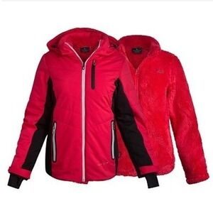 Spyder Womens 3 in 1 Jacket Prism Pink Black Hooded Ski Coat OLSP892 Size M NEW